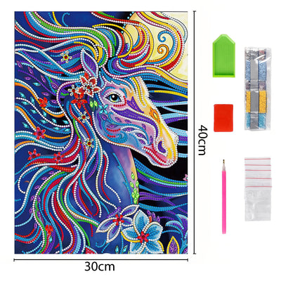 Horse Running with Evening Wind Luminous Special Shaped Diamond Painting