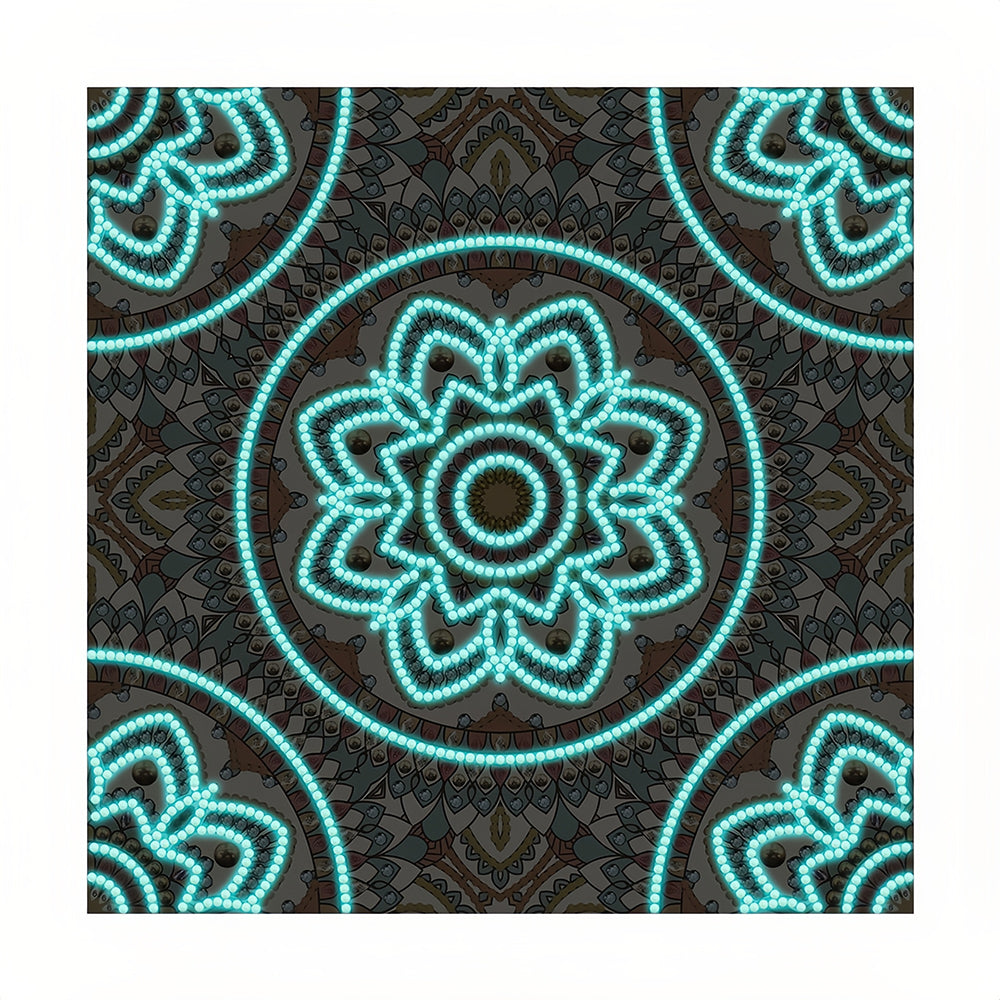 Brown Mandala Luminous Special Shaped Diamond Painting