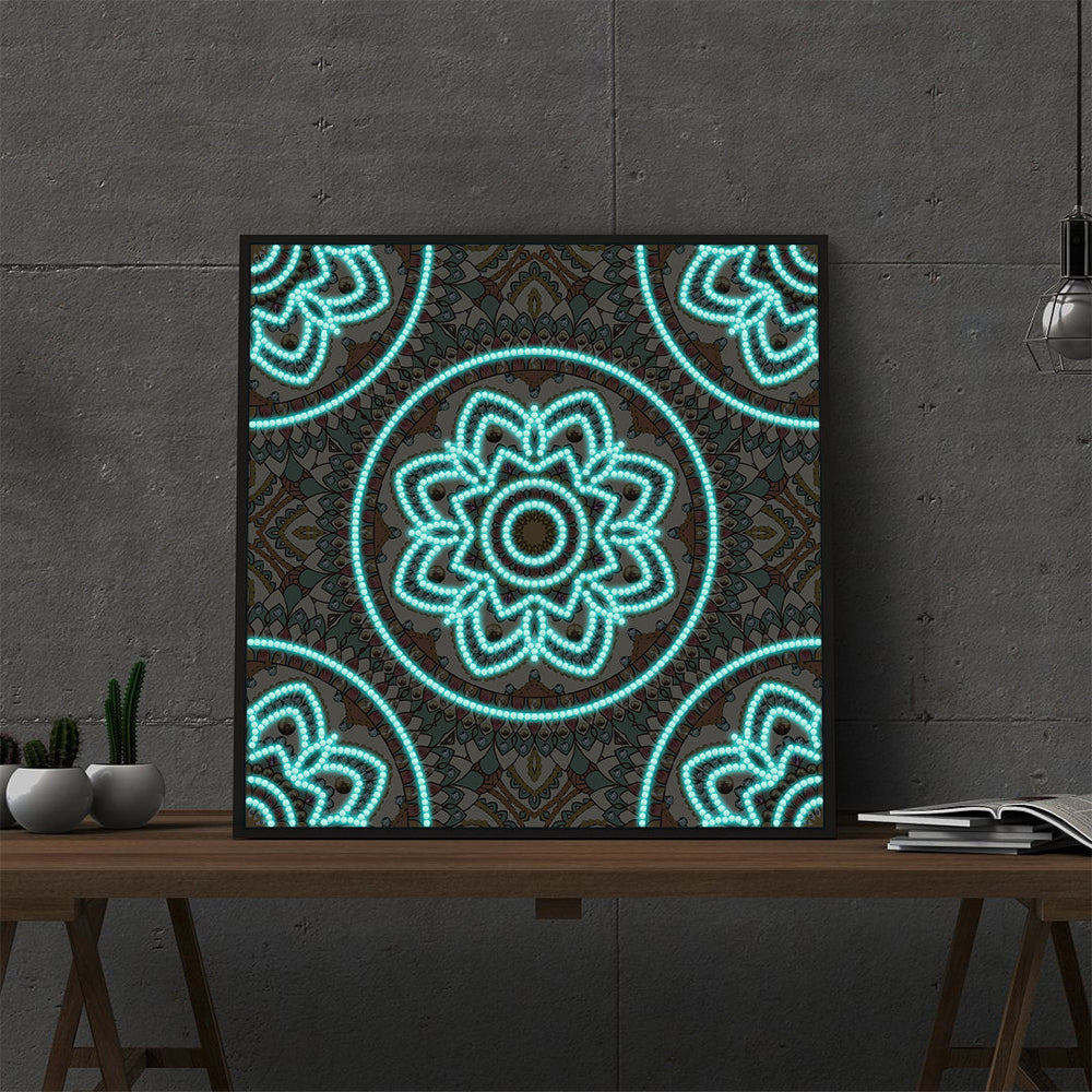 Brown Mandala Luminous Special Shaped Diamond Painting