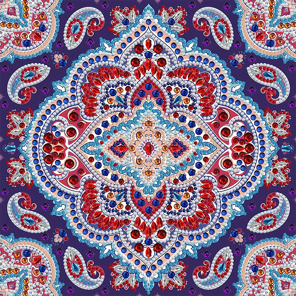 Red Mandala Luminous Special Shaped Diamond Painting