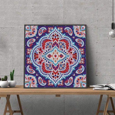 Red Mandala Luminous Special Shaped Diamond Painting