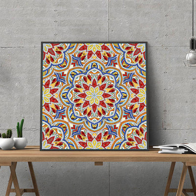 Orange and Red Mandala Luminous Special Shaped Diamond Painting