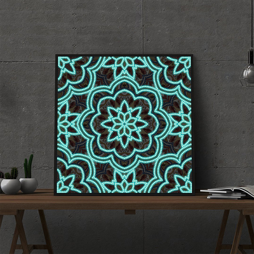 Orange and Red Mandala Luminous Special Shaped Diamond Painting