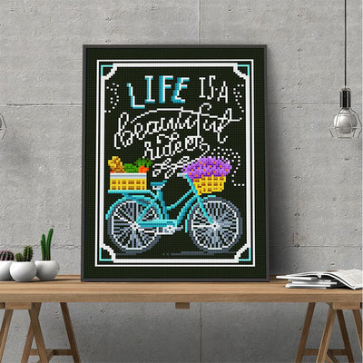 Bicycle Carrying Flowers Luminous Crystal Rhinestone Diamond Painting