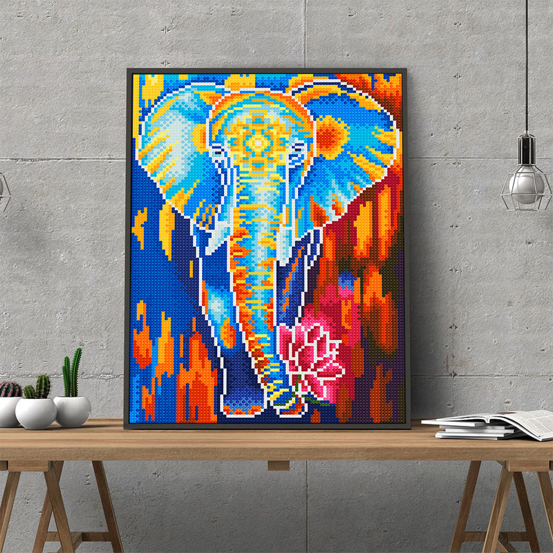 Elephant with Lotus Luminous Crystal Rhinestone Diamond Painting