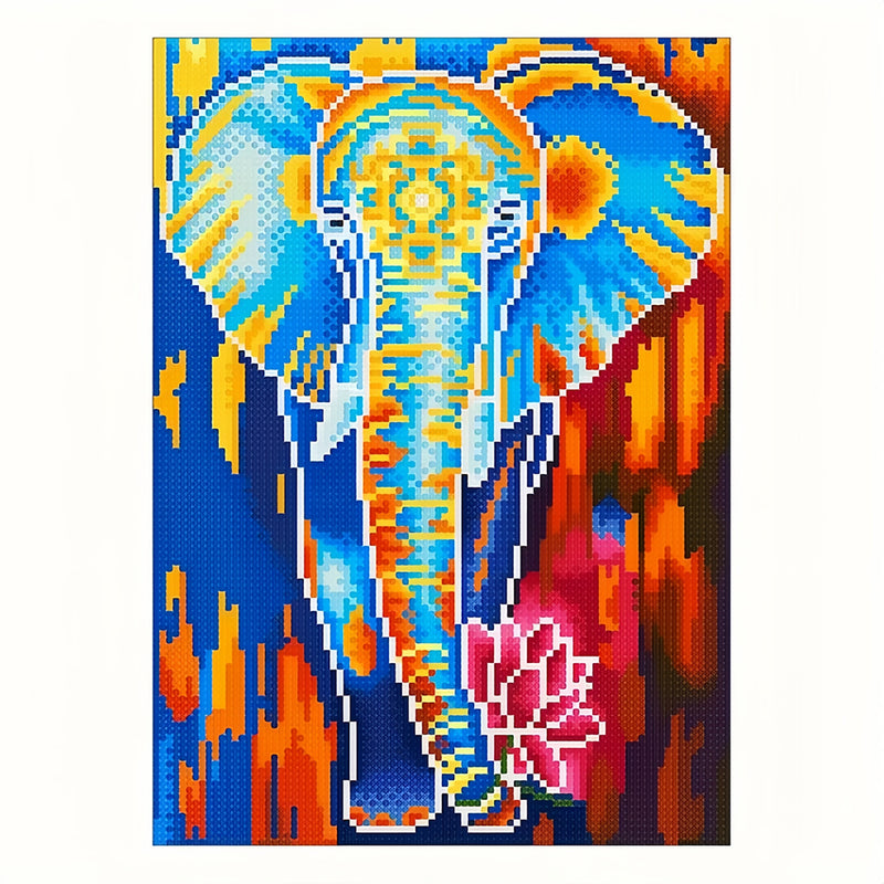 Elephant with Lotus Luminous Crystal Rhinestone Diamond Painting