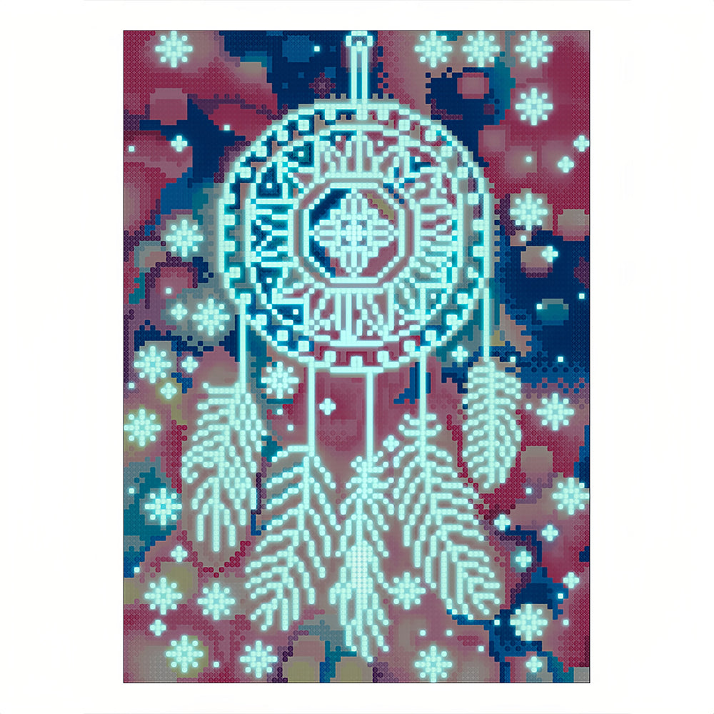 Feather Dream Catcher Luminous Crystal Rhinestone Diamond Painting