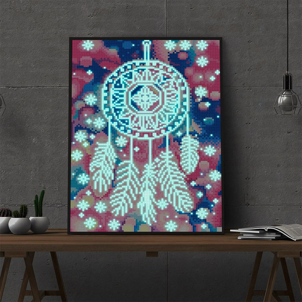 Feather Dream Catcher Luminous Crystal Rhinestone Diamond Painting