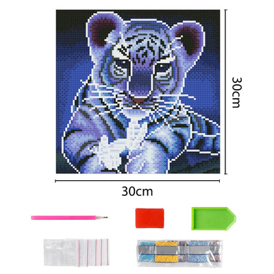 Baby Tiger and Butterfly Luminous Crystal Rhinestone Diamond Painting