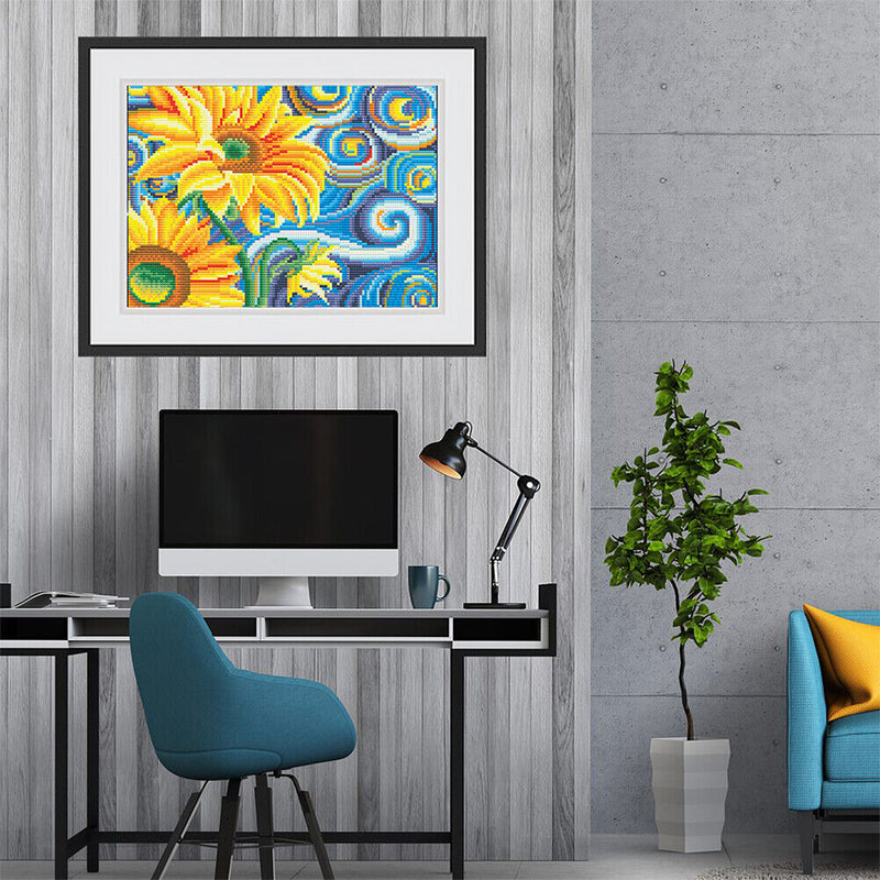 Abstract Sunflowers Luminous Crystal Rhinestone Diamond Painting