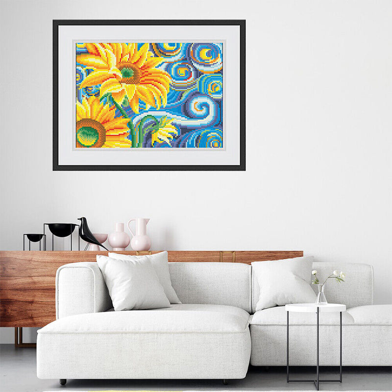 Abstract Sunflowers Luminous Crystal Rhinestone Diamond Painting