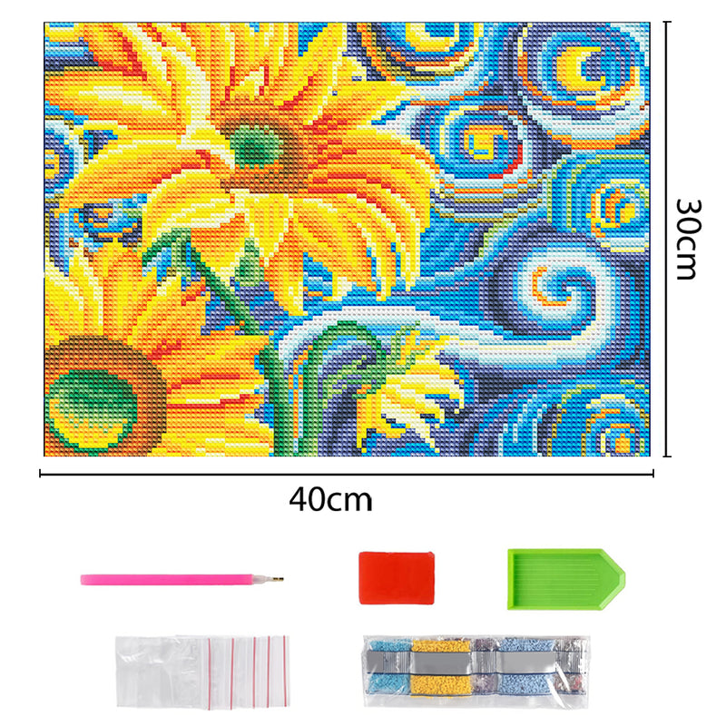 Abstract Sunflowers Luminous Crystal Rhinestone Diamond Painting