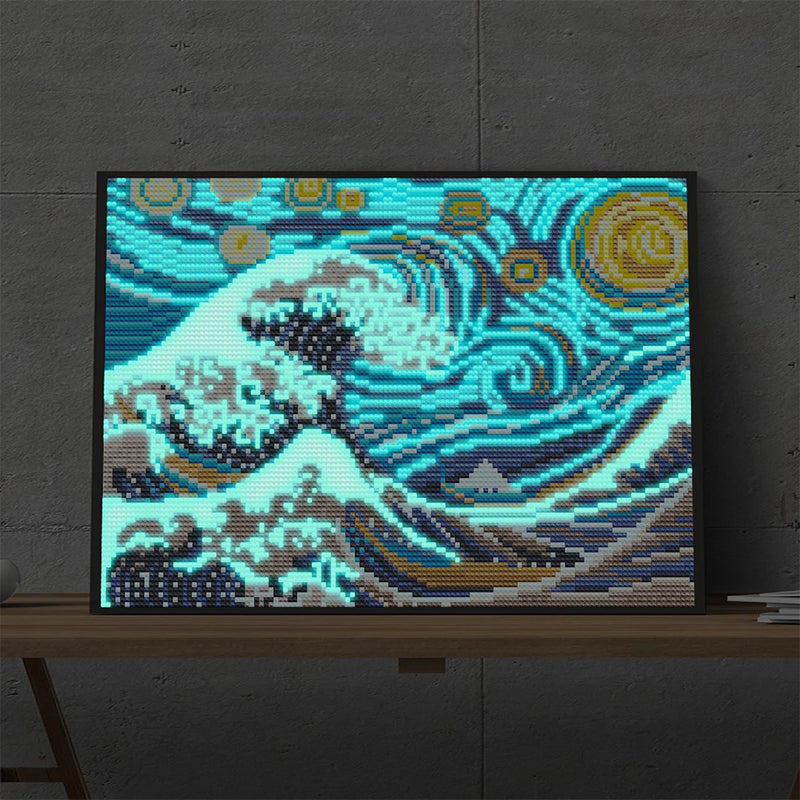 Abstract Sea Waves Luminous Crystal Rhinestone Diamond Painting