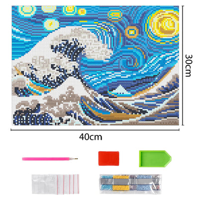 Abstract Sea Waves Luminous Crystal Rhinestone Diamond Painting