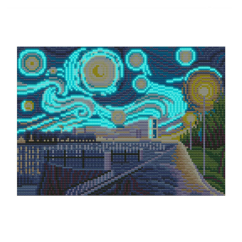 Abstract Starry Night Luminous Crystal Rhinestone Diamond Painting