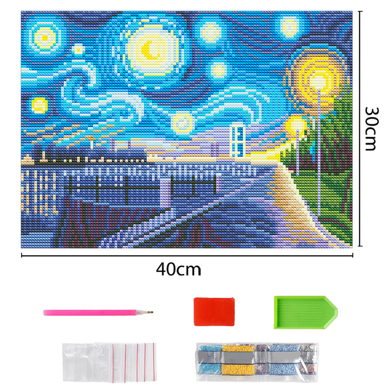 Abstract Starry Night Luminous Crystal Rhinestone Diamond Painting