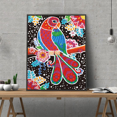 Red Bird on Branch Luminous Special Shaped Diamond Painting