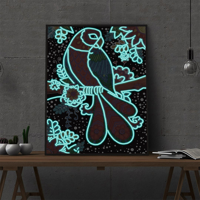 Red Bird on Branch Luminous Special Shaped Diamond Painting