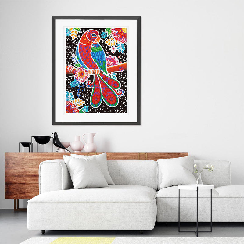 Red Bird on Branch Luminous Special Shaped Diamond Painting