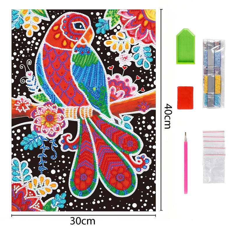 Red Bird on Branch Luminous Special Shaped Diamond Painting