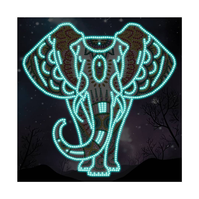 Elephant at Night Luminous Special Shaped Diamond Painting