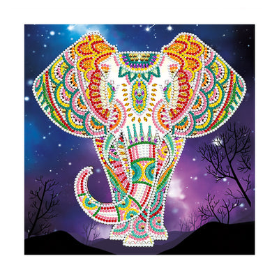 Elephant at Night Luminous Special Shaped Diamond Painting