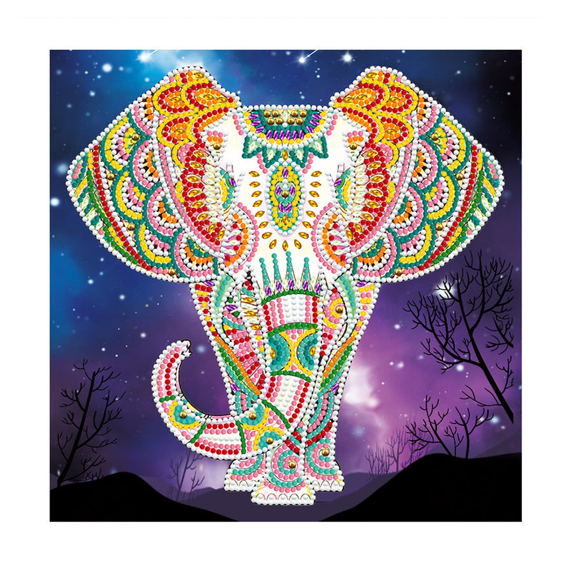 Elephant at Night Luminous Special Shaped Diamond Painting