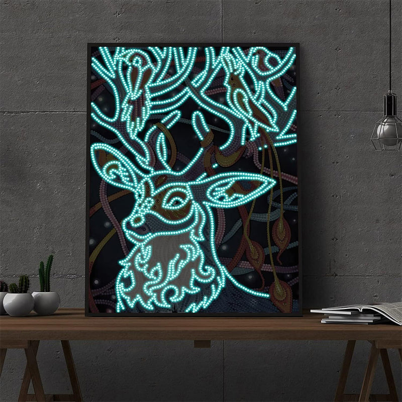 Elf Deer and Birds Luminous Special Shaped Diamond Painting