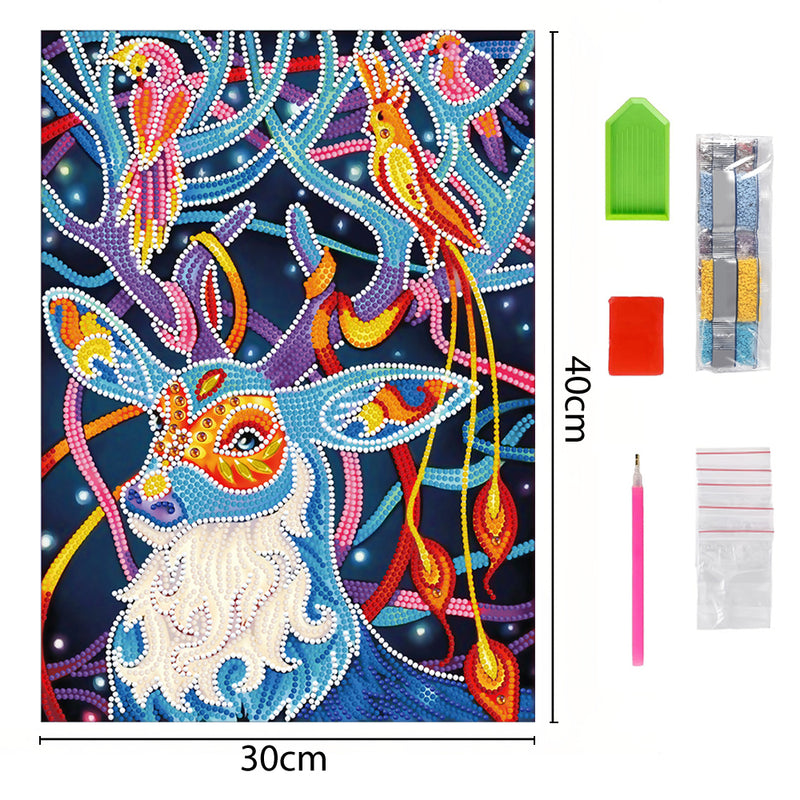 Elf Deer and Birds Luminous Special Shaped Diamond Painting