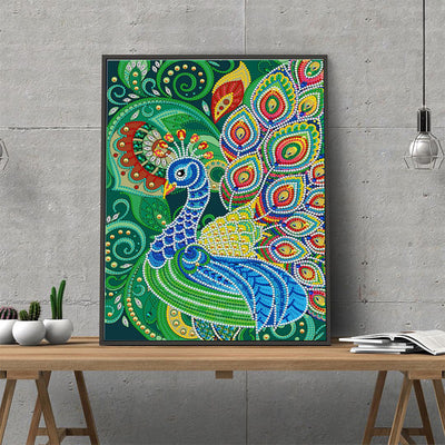 Green and Blue Peacock Luminous Special Shaped Diamond Painting