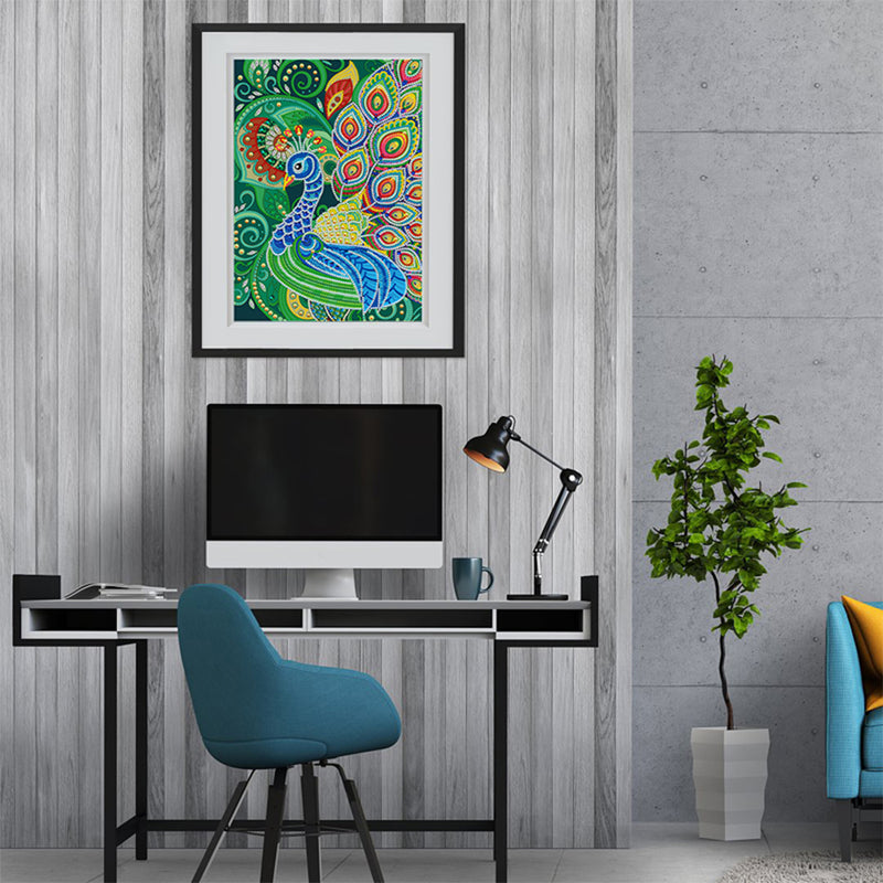 Green and Blue Peacock Luminous Special Shaped Diamond Painting