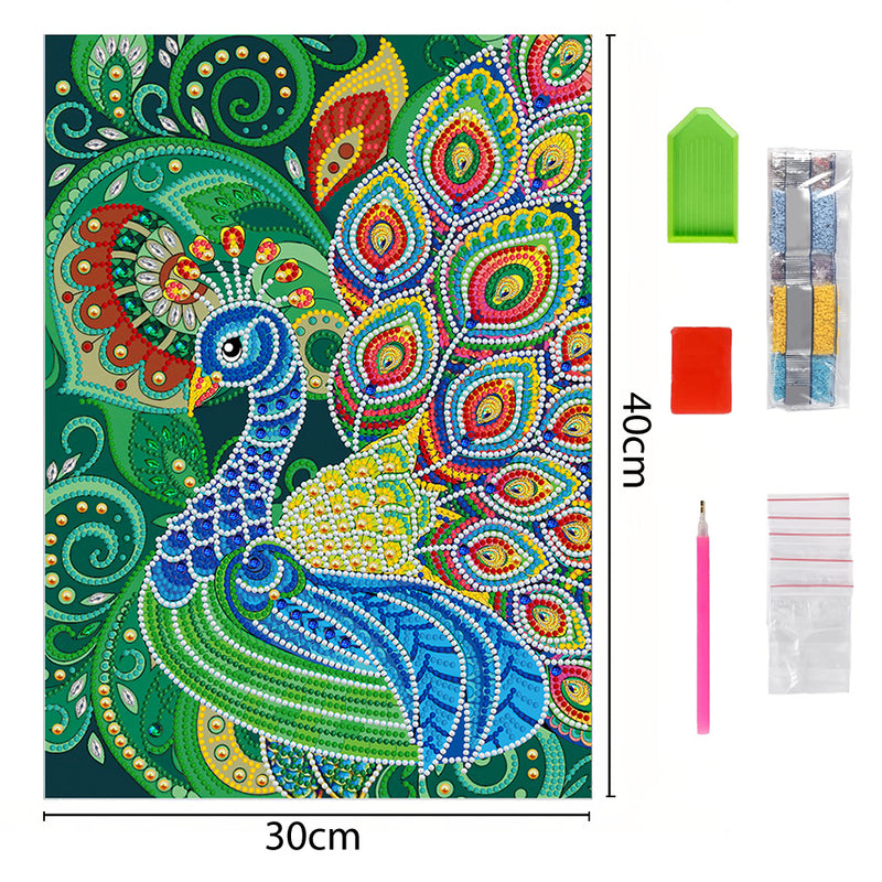 Green and Blue Peacock Luminous Special Shaped Diamond Painting