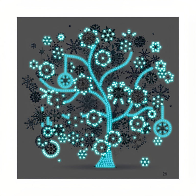 Winter Blue Tree Luminous Special Shaped Diamond Painting