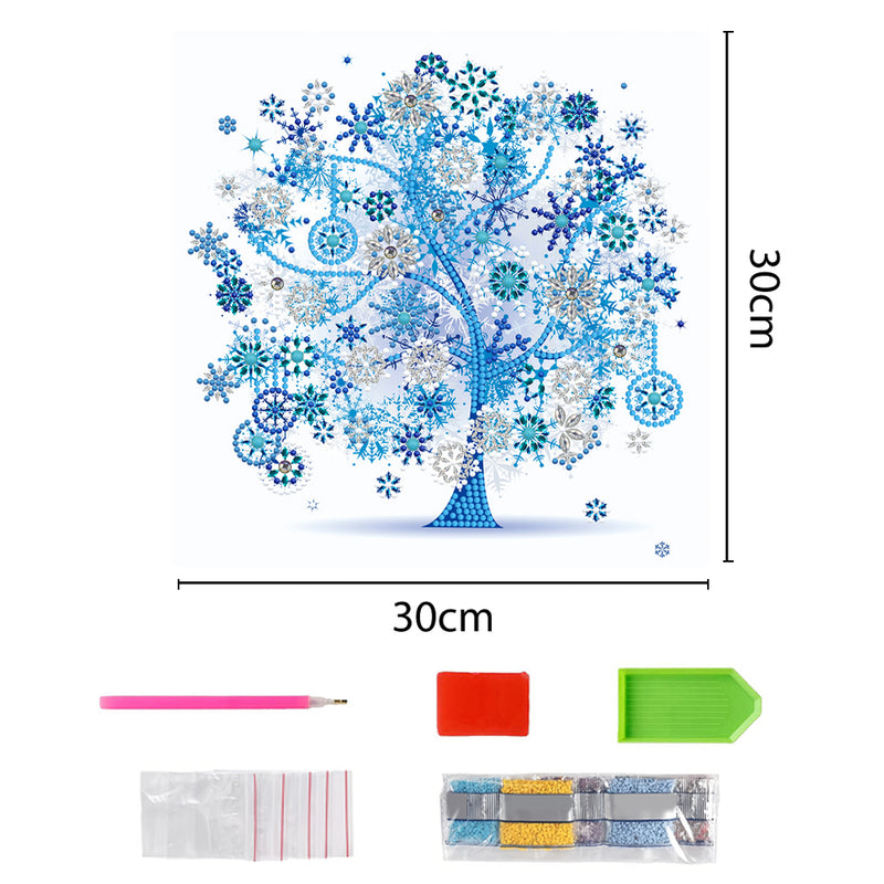 Winter Blue Tree Luminous Special Shaped Diamond Painting