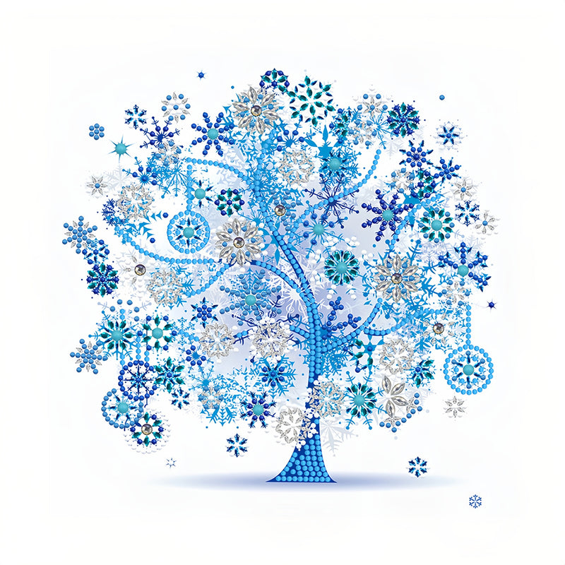 Winter Blue Tree Luminous Special Shaped Diamond Painting