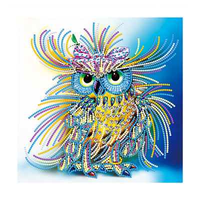 Yellow and Blue Owl Luminous Special Shaped Diamond Painting