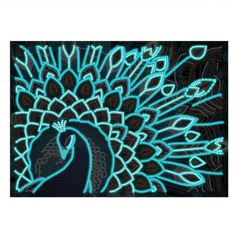 Blue Peacock Luminous Special Shaped Diamond Painting