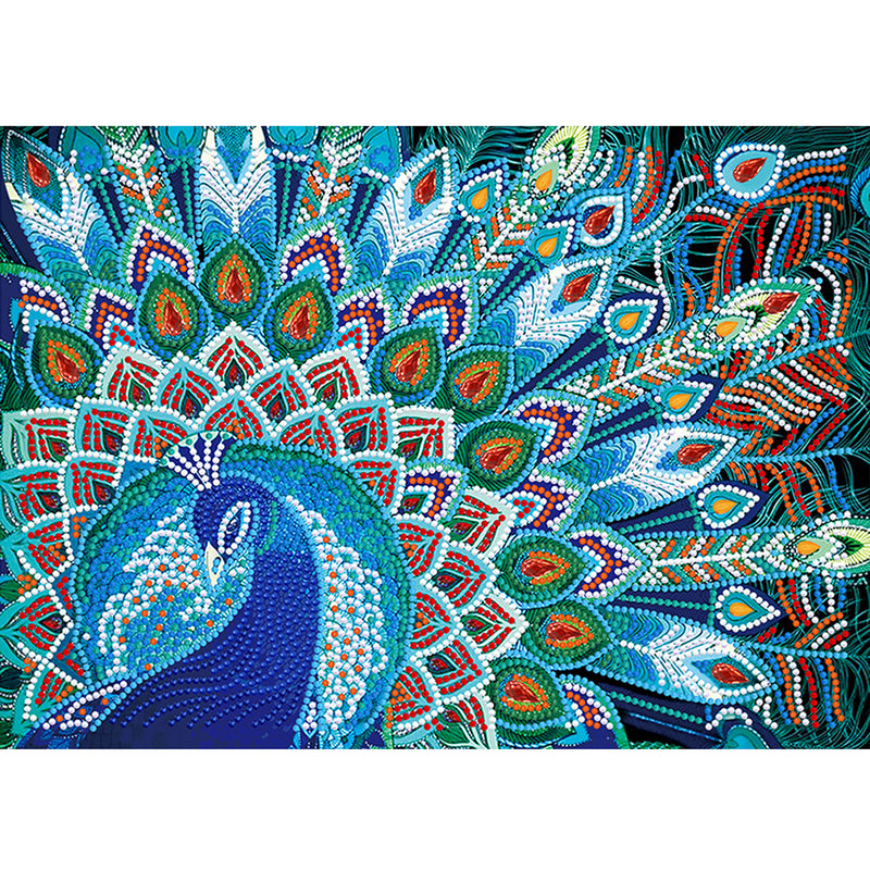 Blue Peacock Luminous Special Shaped Diamond Painting