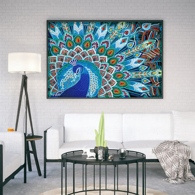 Blue Peacock Luminous Special Shaped Diamond Painting