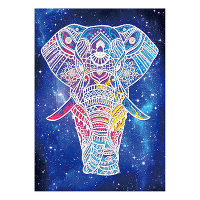 Elephant under Night Sky Luminous Special Shaped Diamond Painting