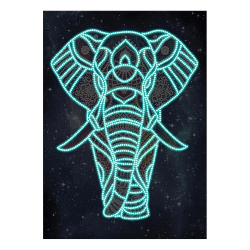 Elephant under Night Sky Luminous Special Shaped Diamond Painting