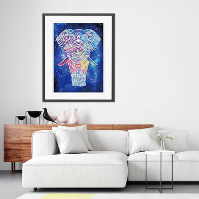 Elephant under Night Sky Luminous Special Shaped Diamond Painting