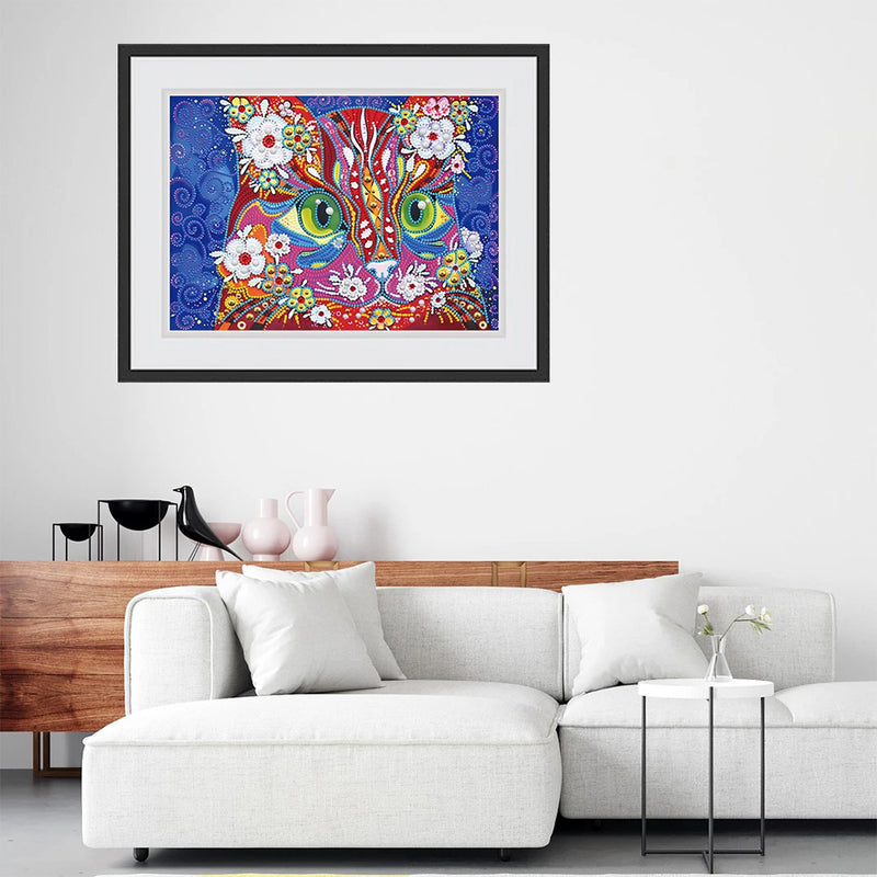 Flower Owl Luminous Special Shaped Diamond Painting