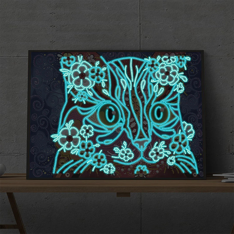 Flower Owl Luminous Special Shaped Diamond Painting