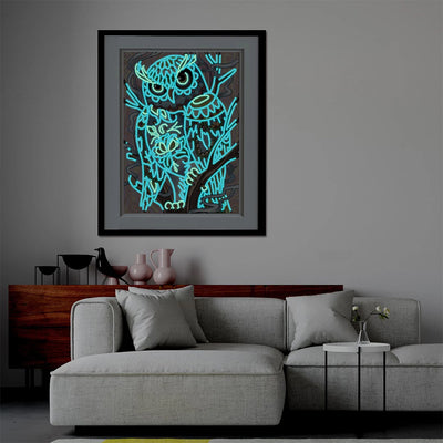 Blue Owl Luminous Special Shaped Diamond Painting