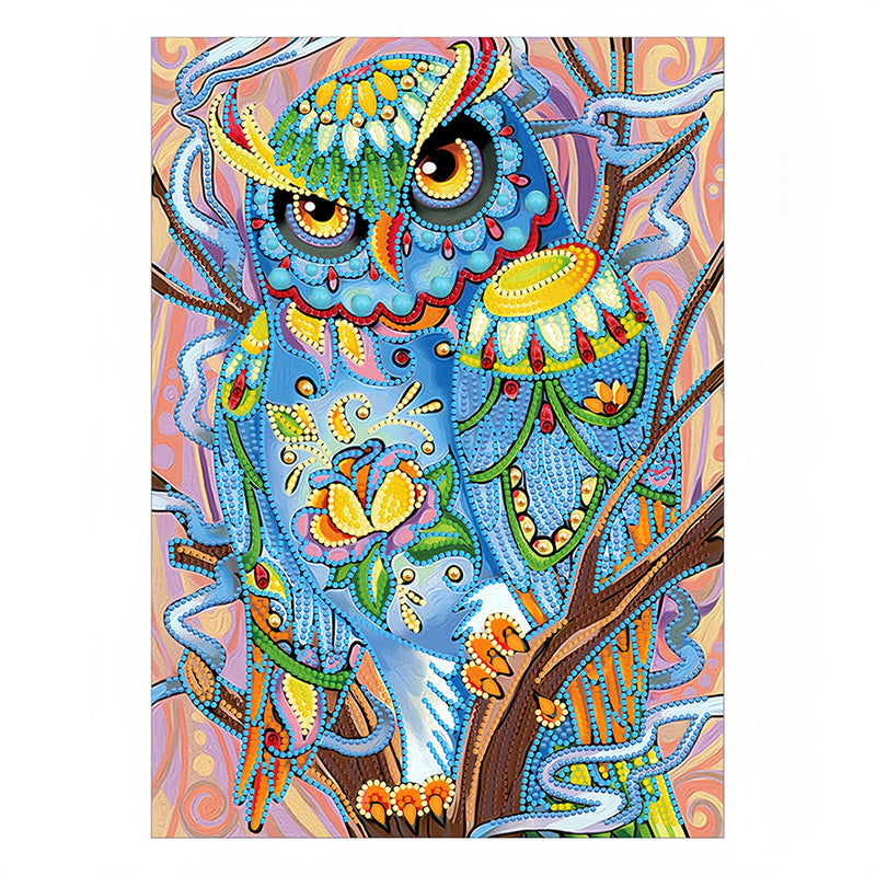 Blue Owl Luminous Special Shaped Diamond Painting