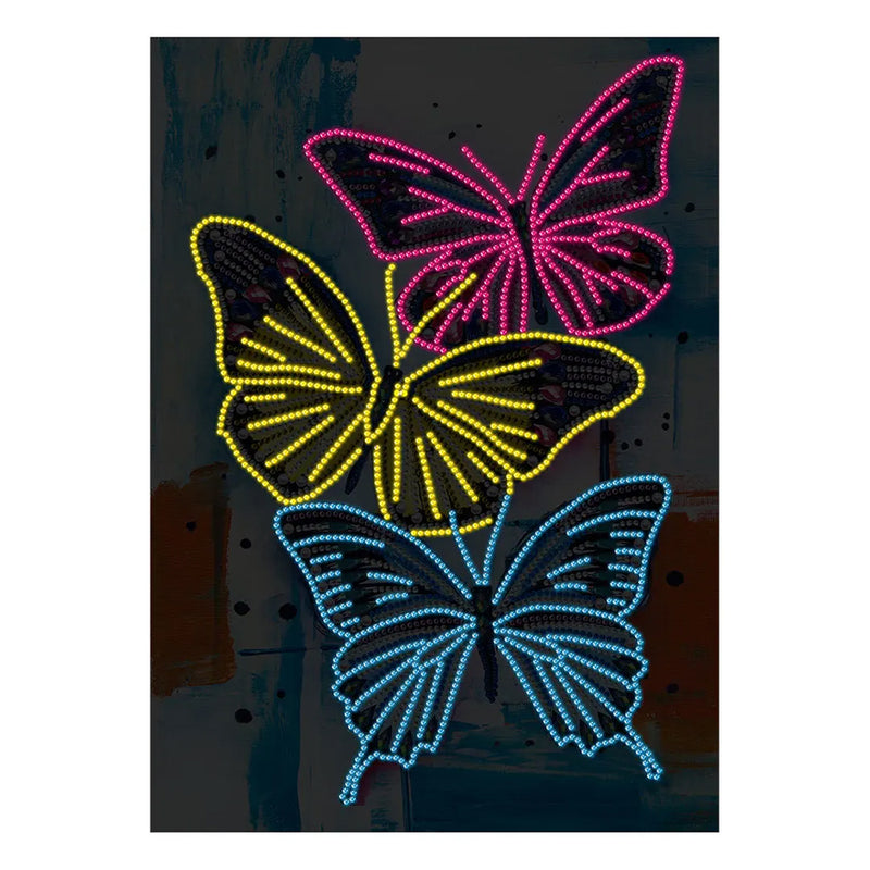 Three Butterflies Colored Luminous Crystal Rhinestone Diamond Painting