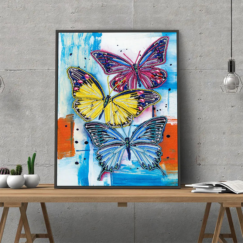 Three Butterflies Colored Luminous Crystal Rhinestone Diamond Painting