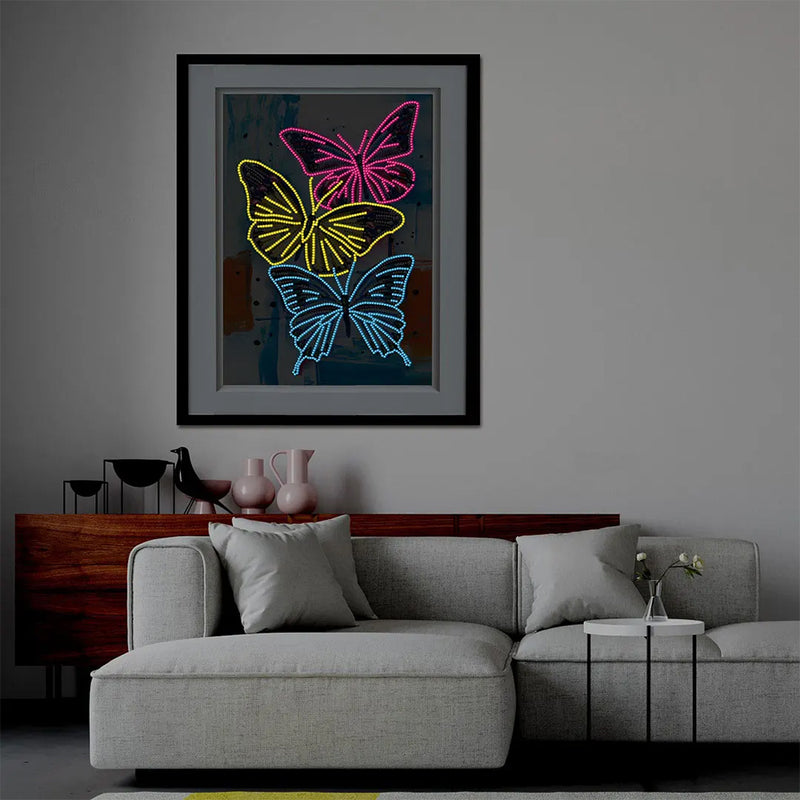 Three Butterflies Colored Luminous Crystal Rhinestone Diamond Painting