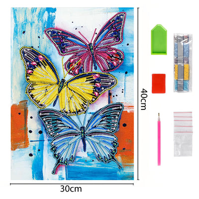 Three Butterflies Colored Luminous Crystal Rhinestone Diamond Painting